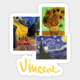 3 Famous Vincent van Gogh Paintings Sticker